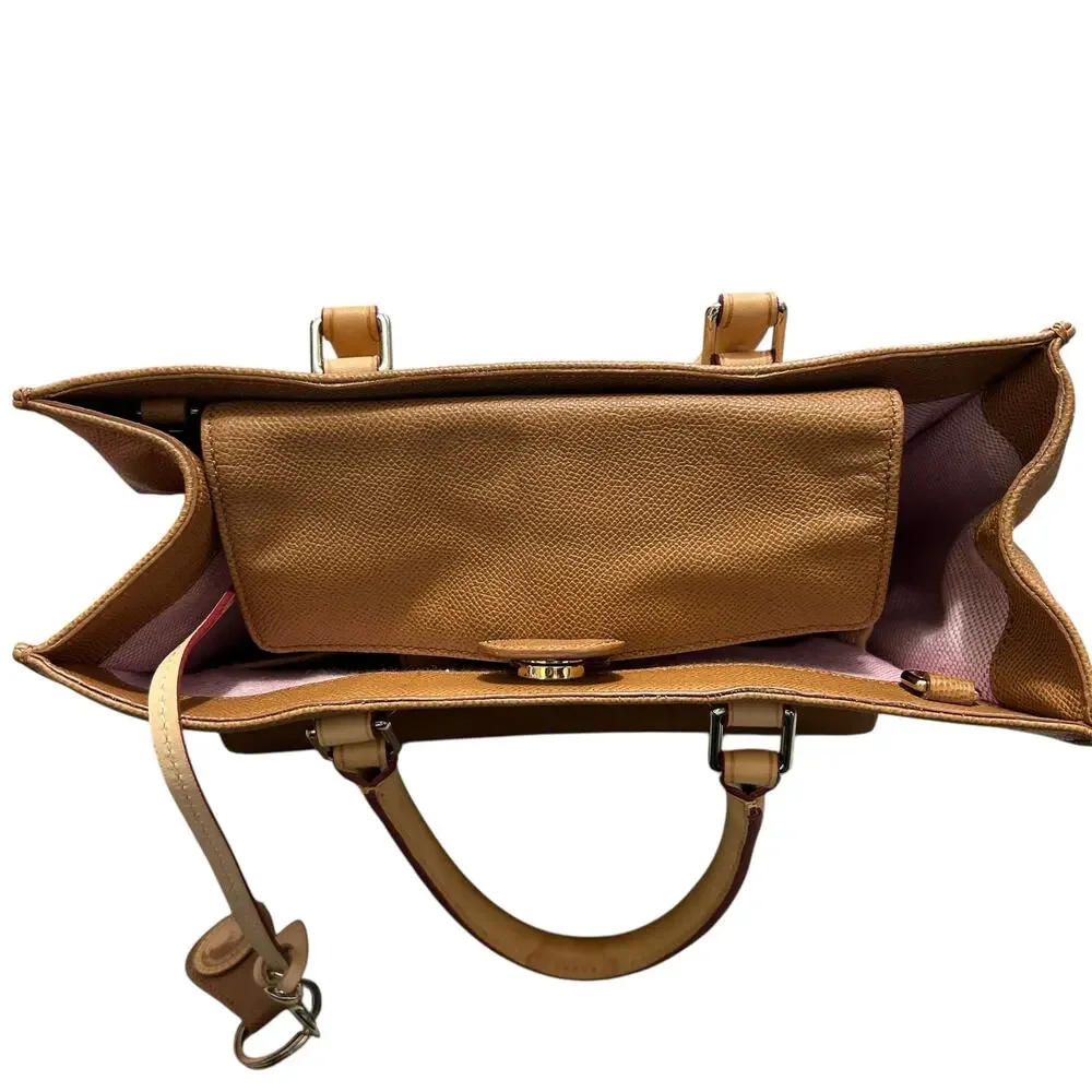 Dooney & Bourke Pebble Leather Janine Handbag Brown Double Handle Designer